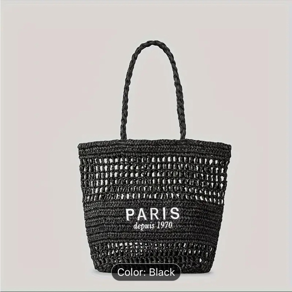New, Paris straw like tote bag